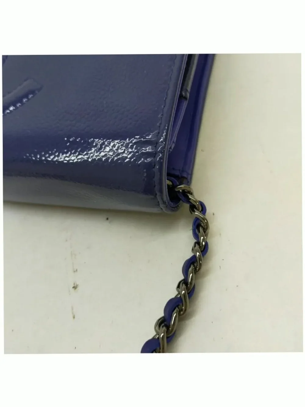 Authentic Chanel CC Caviar Wallet On Chain WOC Blue Leather Bag - Picture 7 of 16